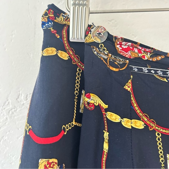 PETITE SOPHISTICATE VTG Silk Skirt Chain Status Print Wrap Size 12/L Old Money - Picture 4 of 9